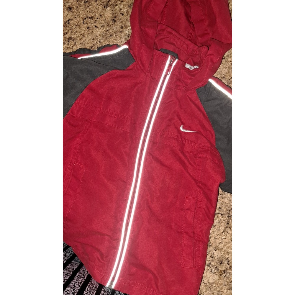 Nike Toddler 3T Hooded Windbreaker Jacket Red Black Full Zip